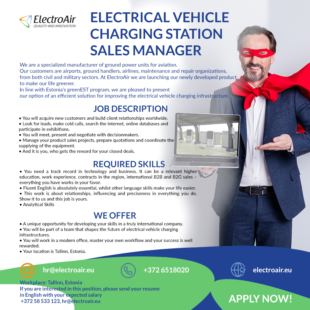 We are looking for sales manager! - EACharger by ElectroAir